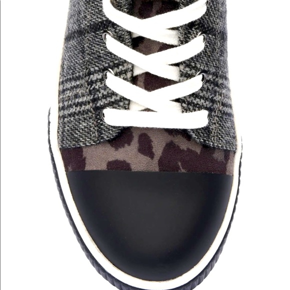 Jessica Simpson Animal Print Black & White Mix Textile Platform High Top Sneaker - Picture 3 of 8